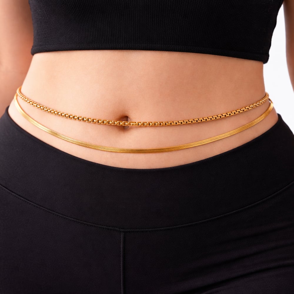 Handmade Stainless Steel 18K Gold Layered Waist Chain